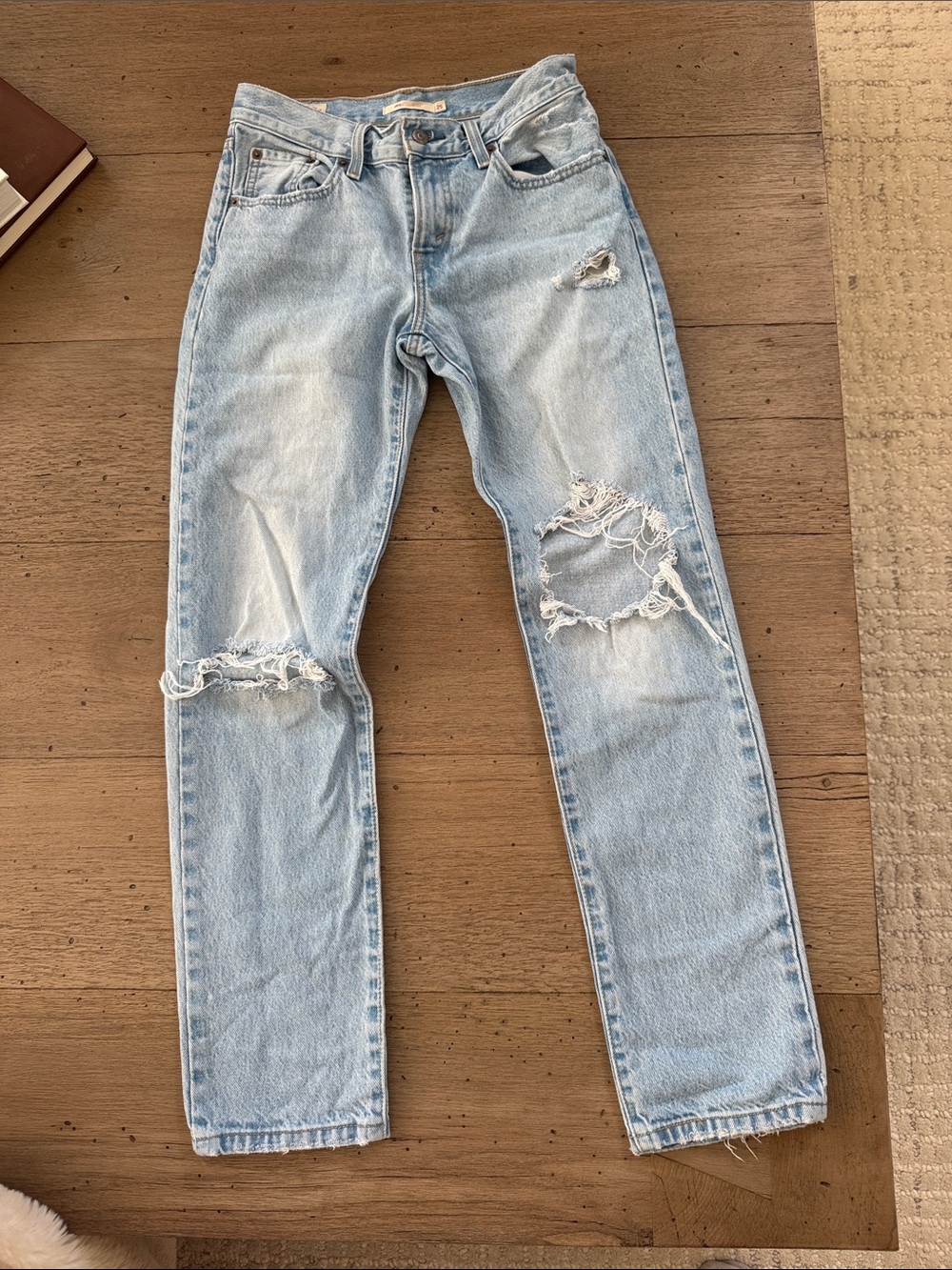 Levi's Light Blue Distressed Straight-Leg Women's Jeans